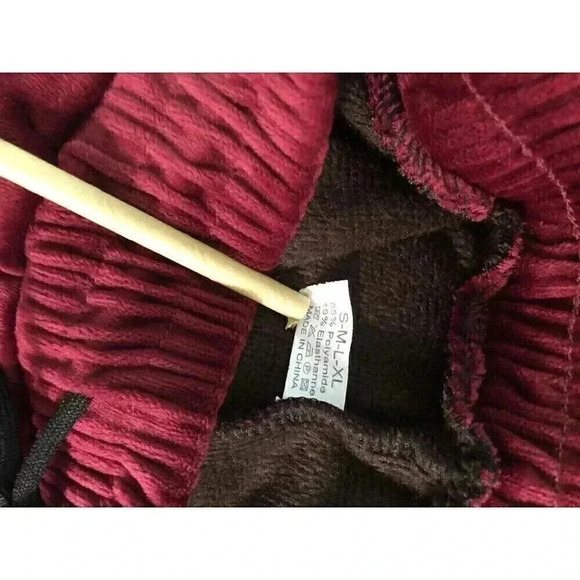 Women’s Burgundy Small Soft Pull On Jogging Pants Elastic And Tie Waist Pocket - Picture 5 of 5